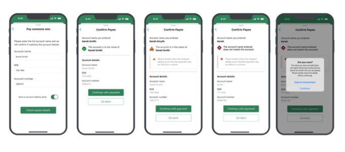 Demo of Confirmation of Payee service on a smartphone