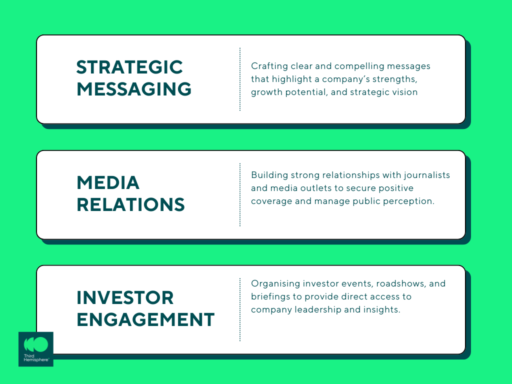 Table showing how financial PR agencies build investor confidence