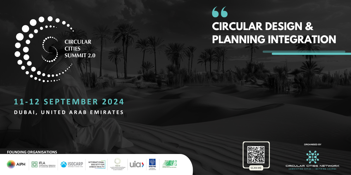 Circular Cities Summit 2.0 event banner in Dubai