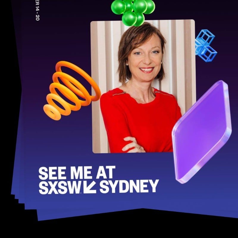 Karen Lawson speaking on the Australia-Asia debate panel at SXSW Sydney 2024, representing Third Hemisphere.