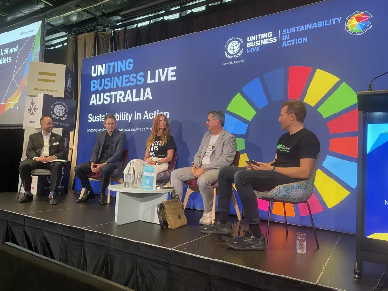 Jeremy Liddle on stage at the Uniting Business Live event in Sydney