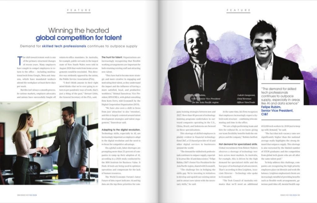 Screenshot of the EconomiX article on the global competition for tech talent.